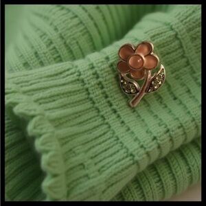 Pink & Green Enameled Crystal lapel pin brooch